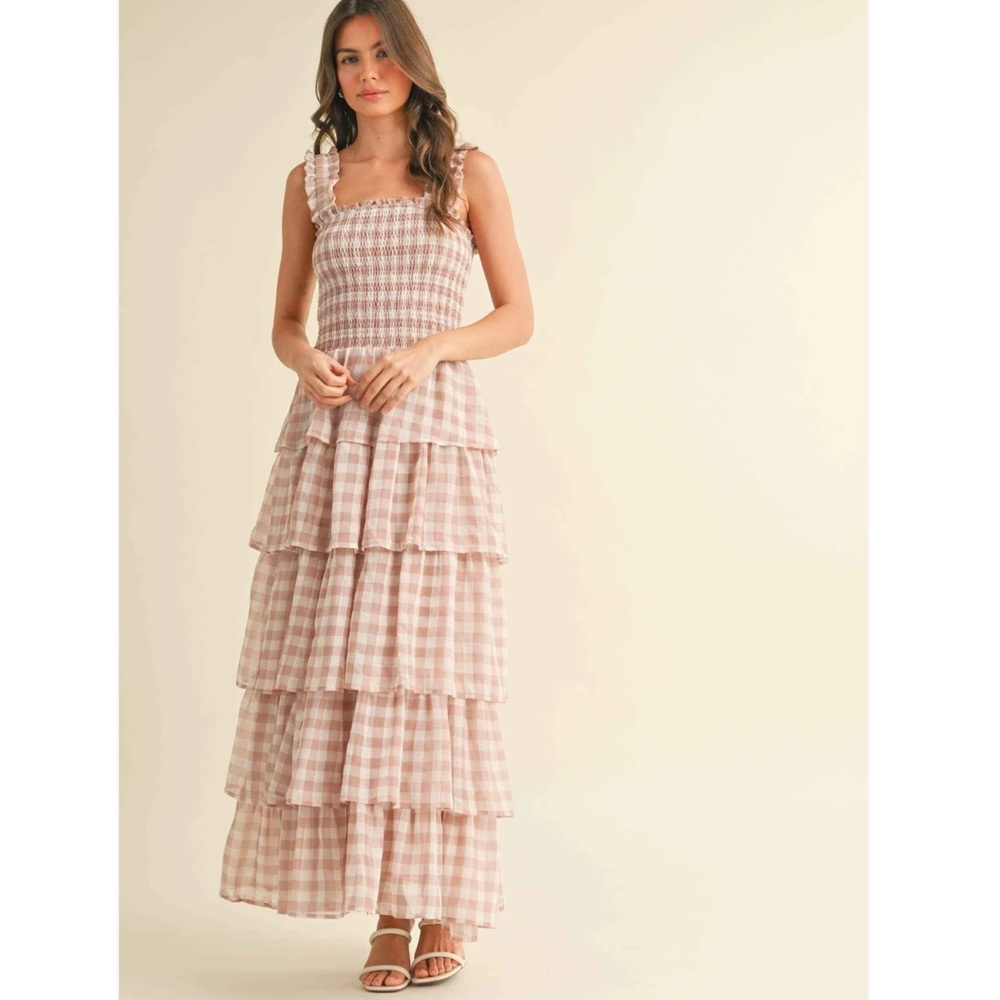 Gingham Tiered Maxi Dress